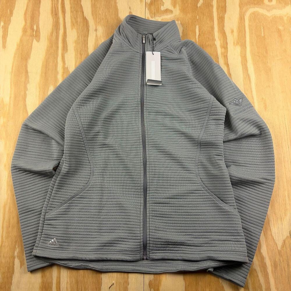 Adidas Golf Gray Ribbed Full-Zip Jacket – Textured Stripe – NWT – Men’s M